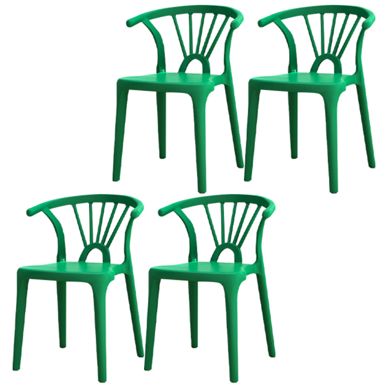 Silla lateral apilable de plástico moderno con respaldo de listón, silla de comedor con acabado mate