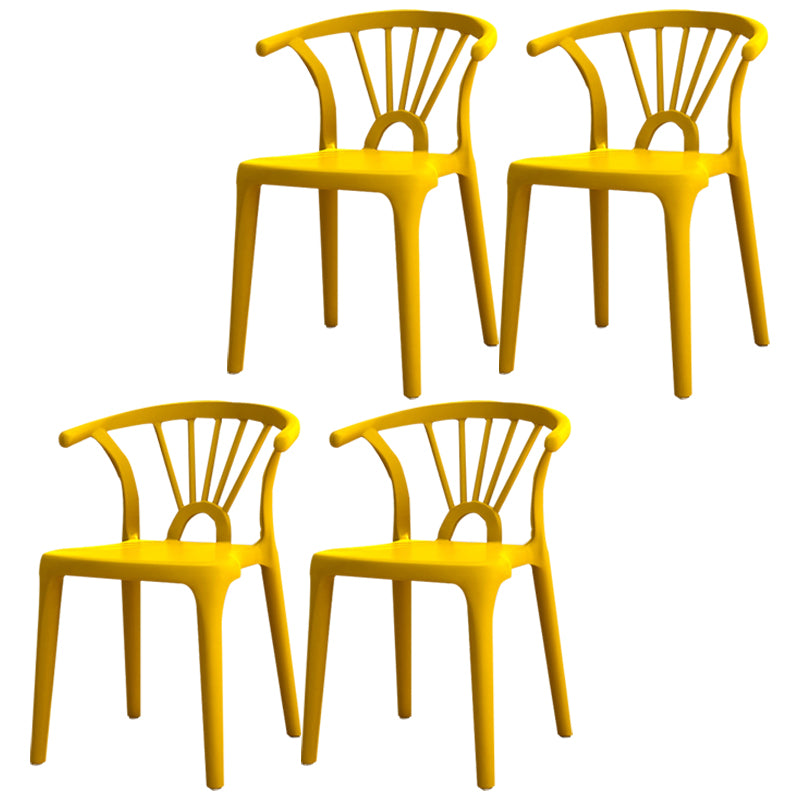 Silla lateral apilable de plástico moderno con respaldo de listón, silla de comedor con acabado mate
