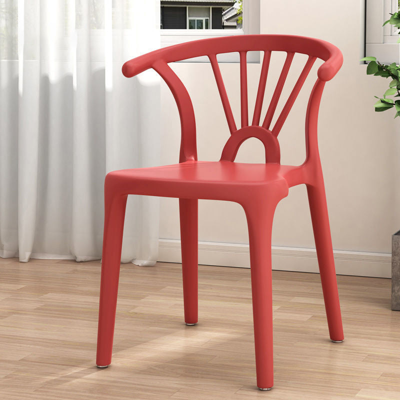 Silla lateral apilable de plástico moderno con respaldo de listón, silla de comedor con acabado mate