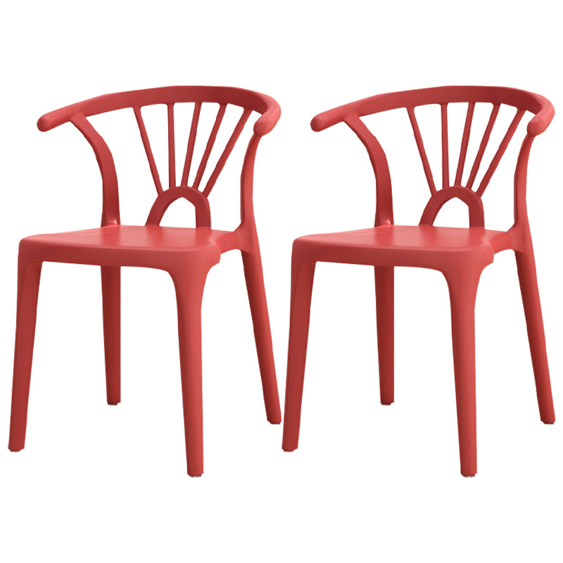 Silla lateral apilable de plástico moderno con respaldo de listón, silla de comedor con acabado mate