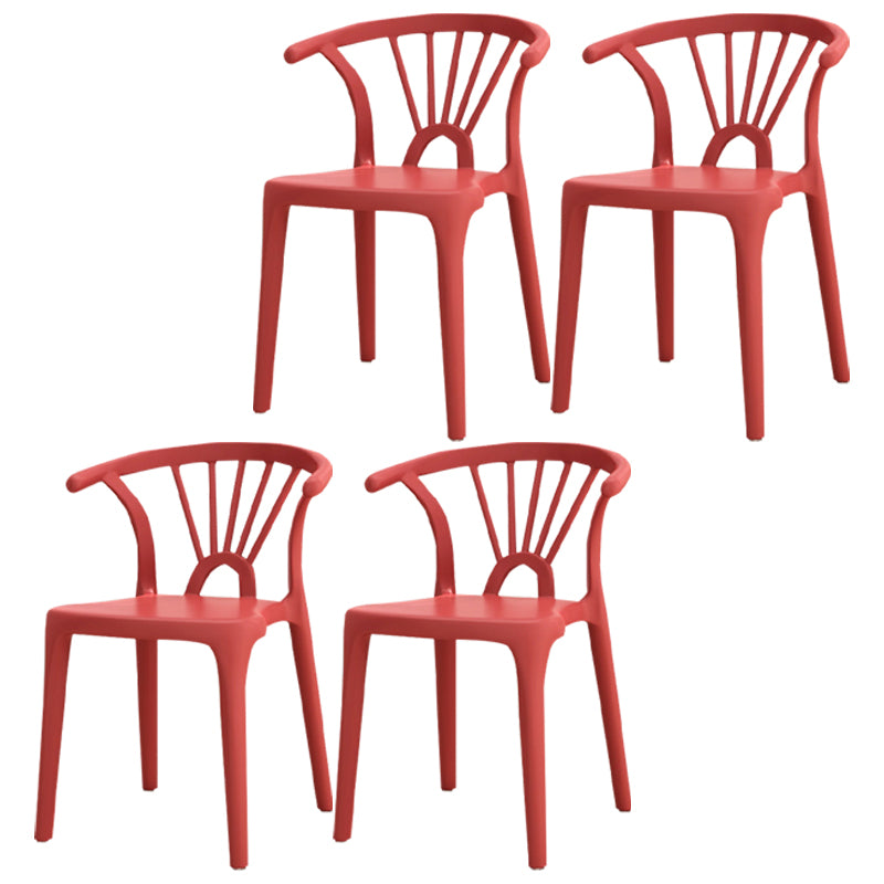 Silla lateral apilable de plástico moderno con respaldo de listón, silla de comedor con acabado mate