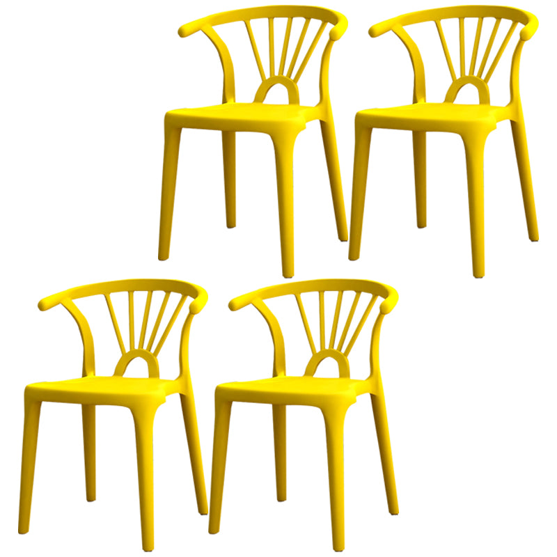 Silla lateral apilable de plástico moderno con respaldo de listón, silla de comedor con acabado mate