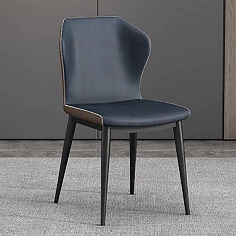 Modern Restaurant Wingback Side Chair Leather Matte Finish Dining Chair