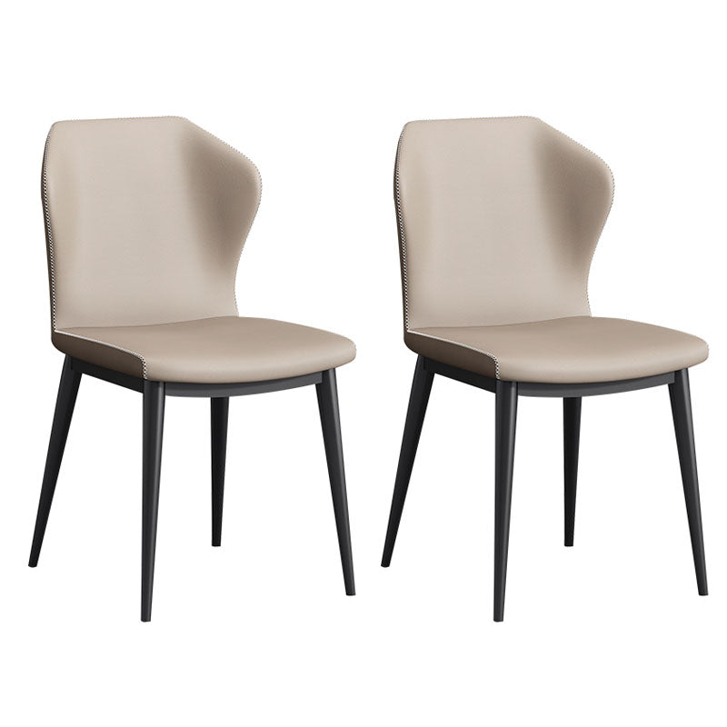 Modern Restaurant Wingback Side Chair Leather Matte Finish Dining Chair