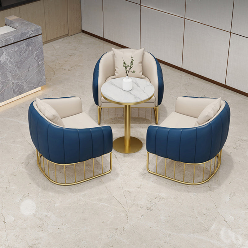 Silla sin brazos de comedor de metal Glam, sillas de comedor de cuero PU para uso doméstico