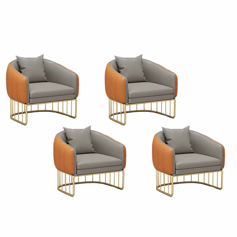 Silla sin brazos de comedor de metal Glam, sillas de comedor de cuero PU para uso doméstico