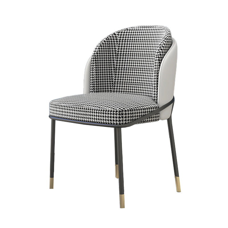 Glam Metal Dining Room Chair Armless Upholstered Dining Chairs for Home Use