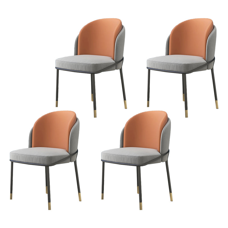Silla de comedor de metal Glam, sillas de comedor tapizadas sin brazos para uso doméstico