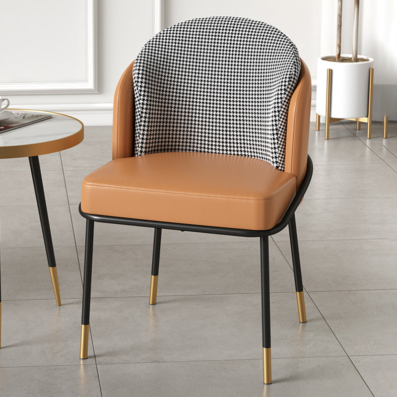 Sillas de comedor tapizadas de metal Glam, sillas de comedor sin brazos para uso en restaurantes