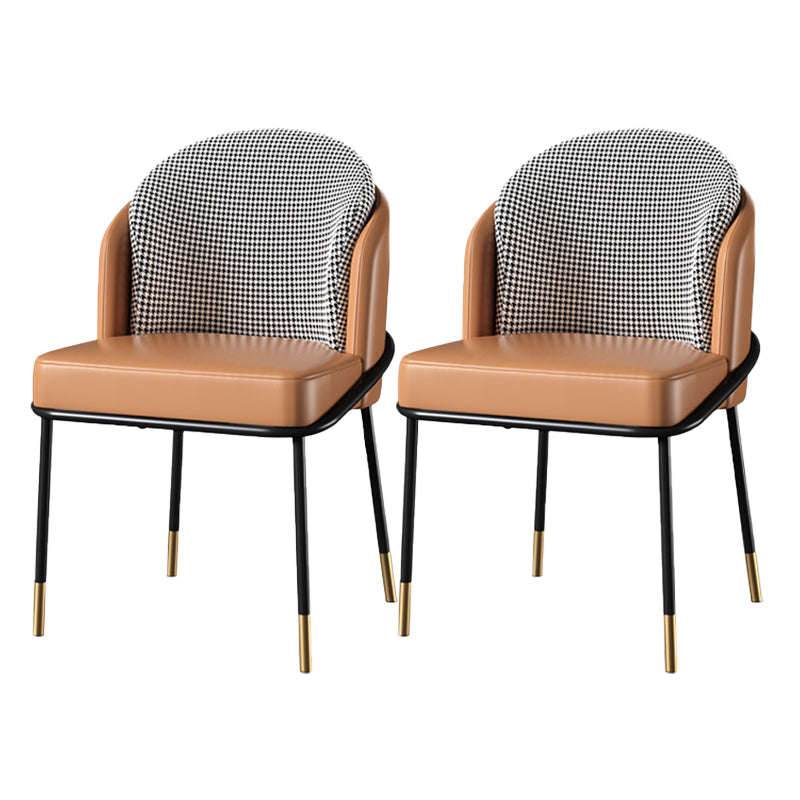 Sillas de comedor tapizadas de metal Glam, sillas de comedor sin brazos para uso en restaurantes