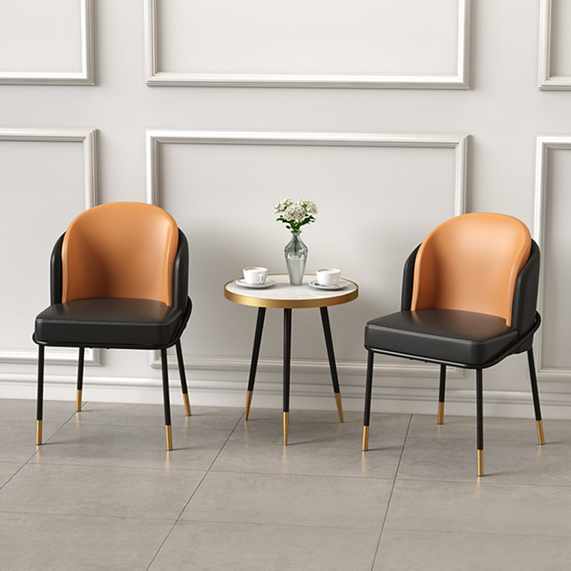 Sillas de comedor tapizadas de metal Glam, sillas de comedor sin brazos para uso en restaurantes