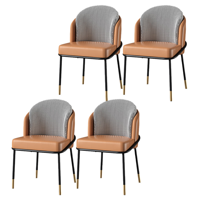 Sillas de comedor tapizadas de metal Glam, sillas de comedor sin brazos para uso en restaurantes