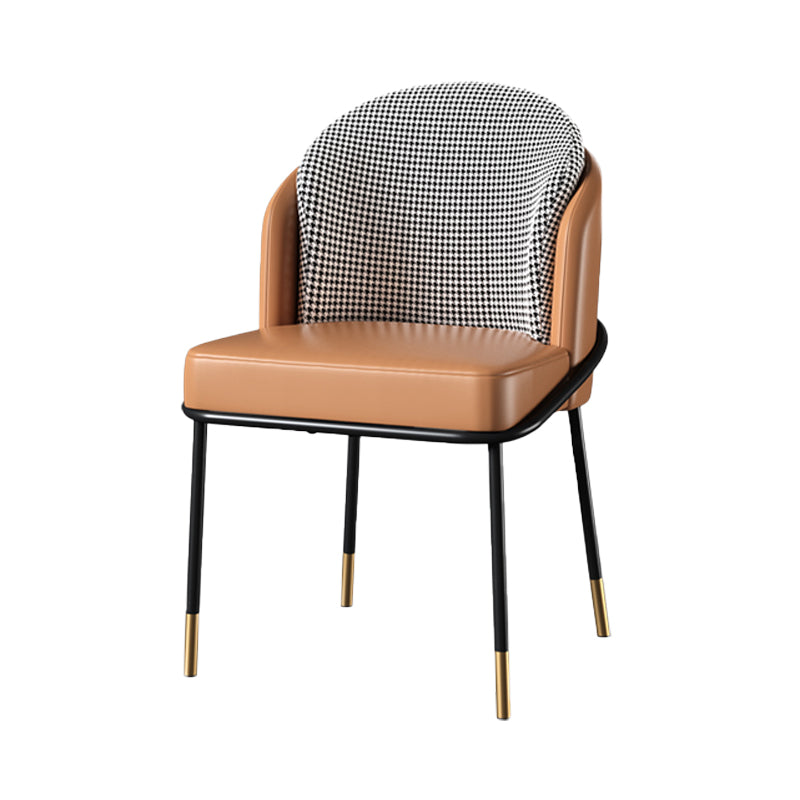 Sillas de comedor tapizadas de metal Glam, sillas de comedor sin brazos para uso en restaurantes