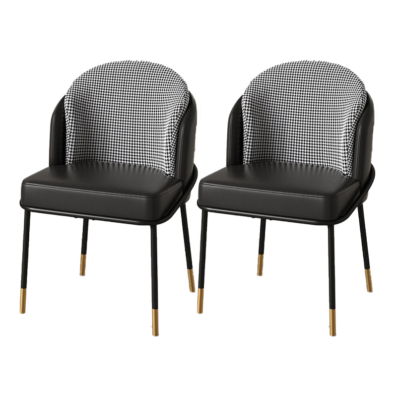 Sillas de comedor tapizadas de metal Glam, sillas de comedor sin brazos para uso en restaurantes