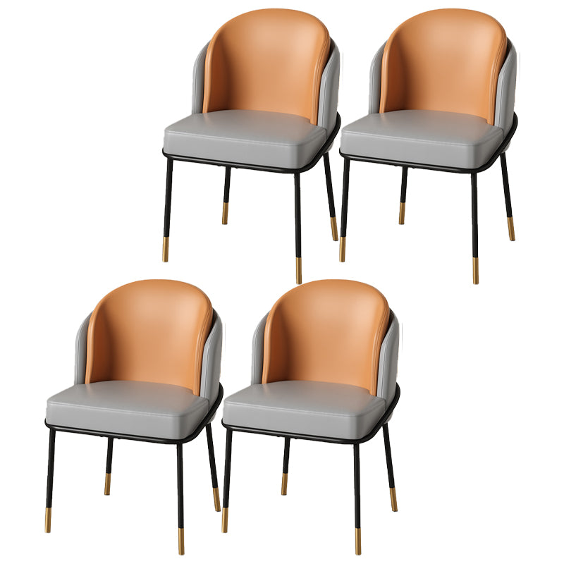 Sillas de comedor tapizadas de metal Glam, sillas de comedor sin brazos para uso en restaurantes