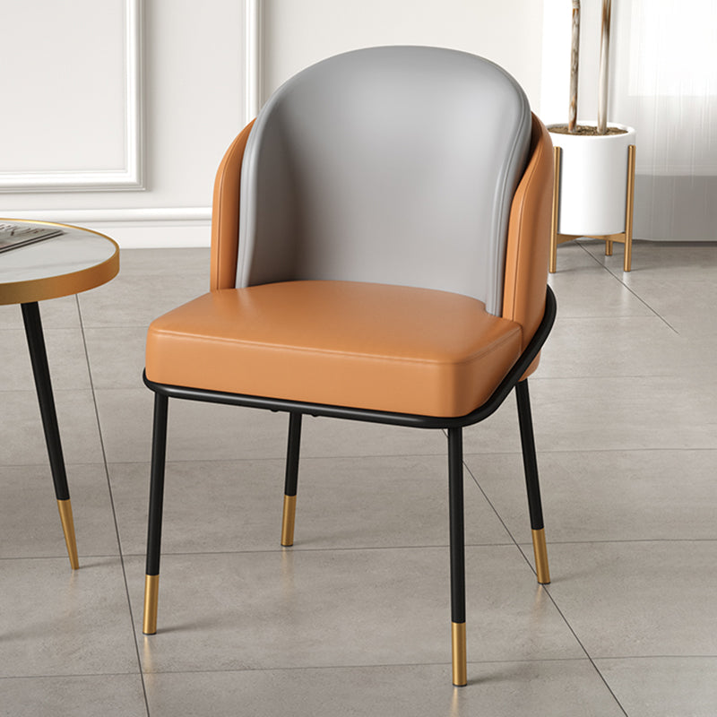 Sillas de comedor tapizadas de metal Glam, sillas de comedor sin brazos para uso en restaurantes