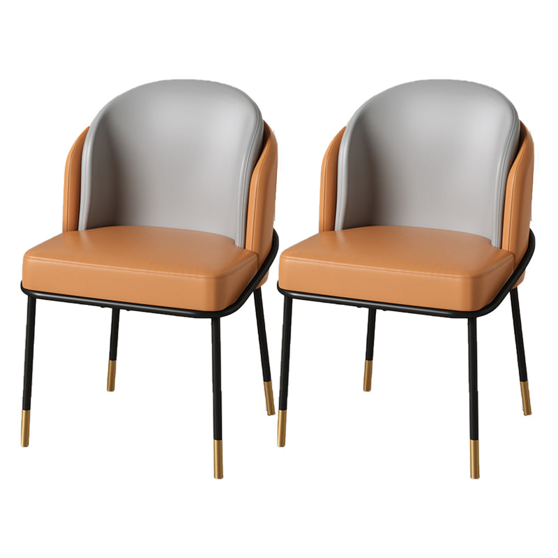 Sillas de comedor tapizadas de metal Glam, sillas de comedor sin brazos para uso en restaurantes