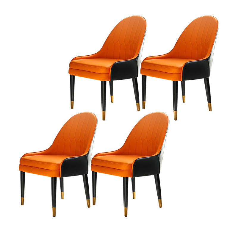 Scandinavian Design Leather Dining Side Chair Solid Back Arm Side Chairs