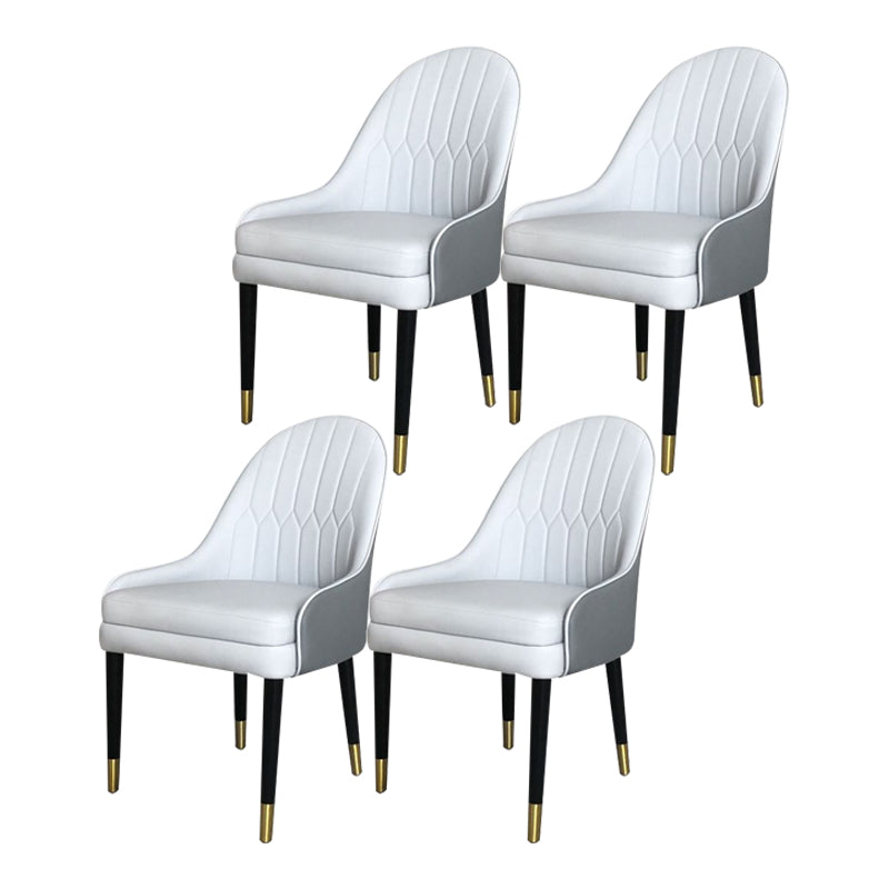 Scandinavian Design Leather Dining Side Chair Solid Back Arm Side Chairs