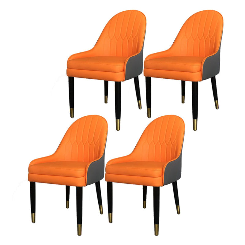 Scandinavian Design Leather Dining Side Chair Solid Back Arm Side Chairs