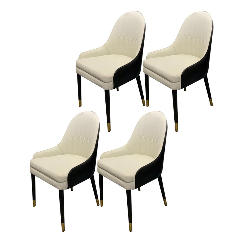 Scandinavian Design Leather Dining Side Chair Solid Back Arm Side Chairs