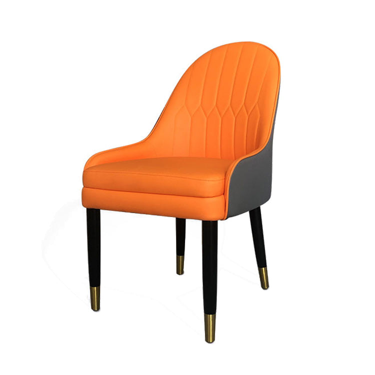 Silla lateral de comedor de cuero de diseño escandinavo Sillas laterales con brazo trasero sólido