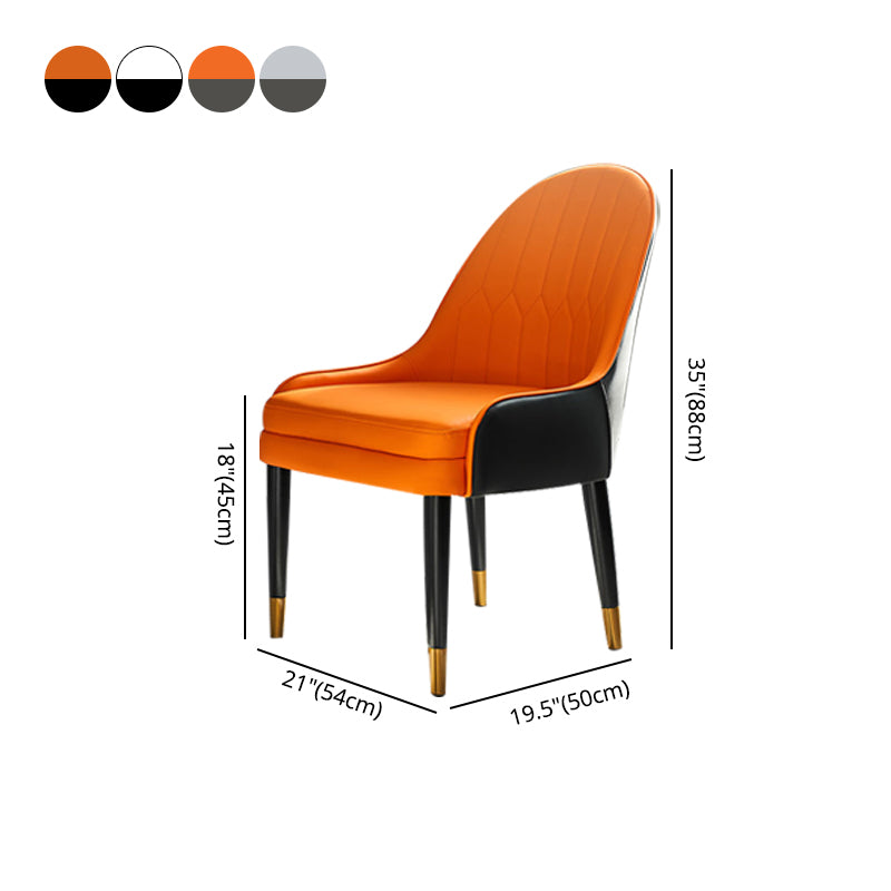 Silla lateral de comedor de cuero de diseño escandinavo Sillas laterales con brazo trasero sólido