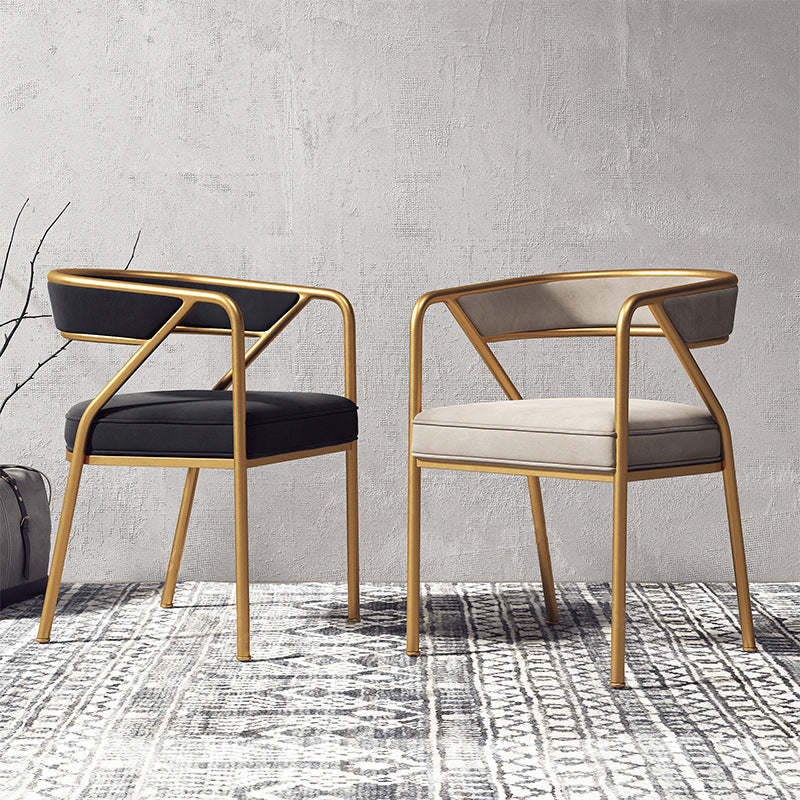 Silla de comedor de terciopelo Glam, sillas laterales de comedor con respaldo abierto para uso en restaurantes