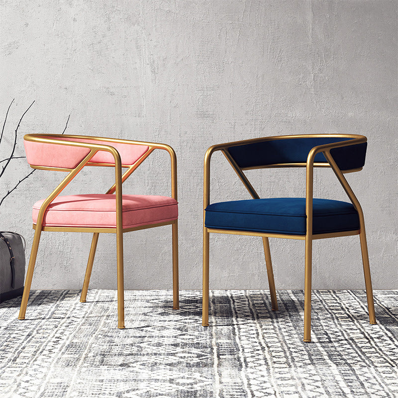 Silla de comedor de terciopelo Glam, sillas laterales de comedor con respaldo abierto para uso en restaurantes