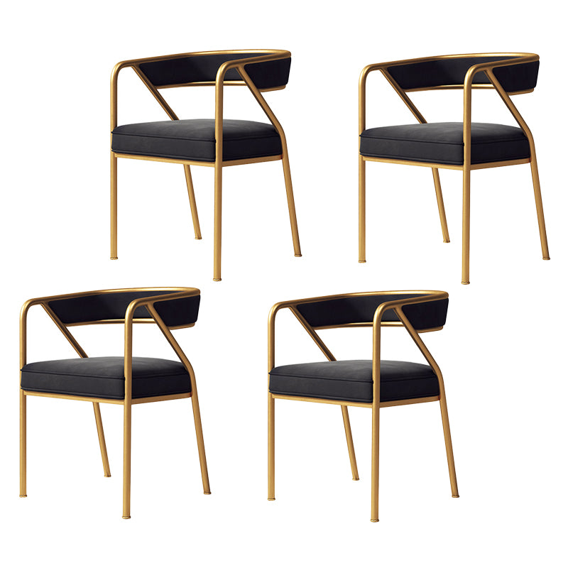 Silla de comedor de terciopelo Glam, sillas laterales de comedor con respaldo abierto para uso en restaurantes