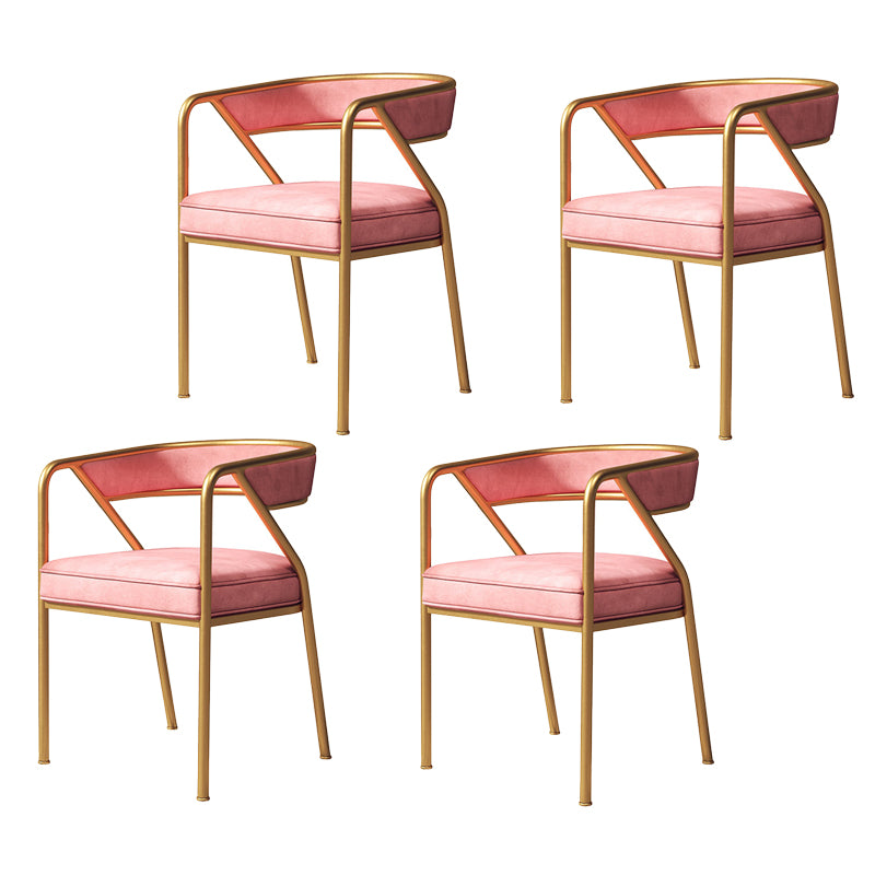Silla de comedor de terciopelo Glam, sillas laterales de comedor con respaldo abierto para uso en restaurantes