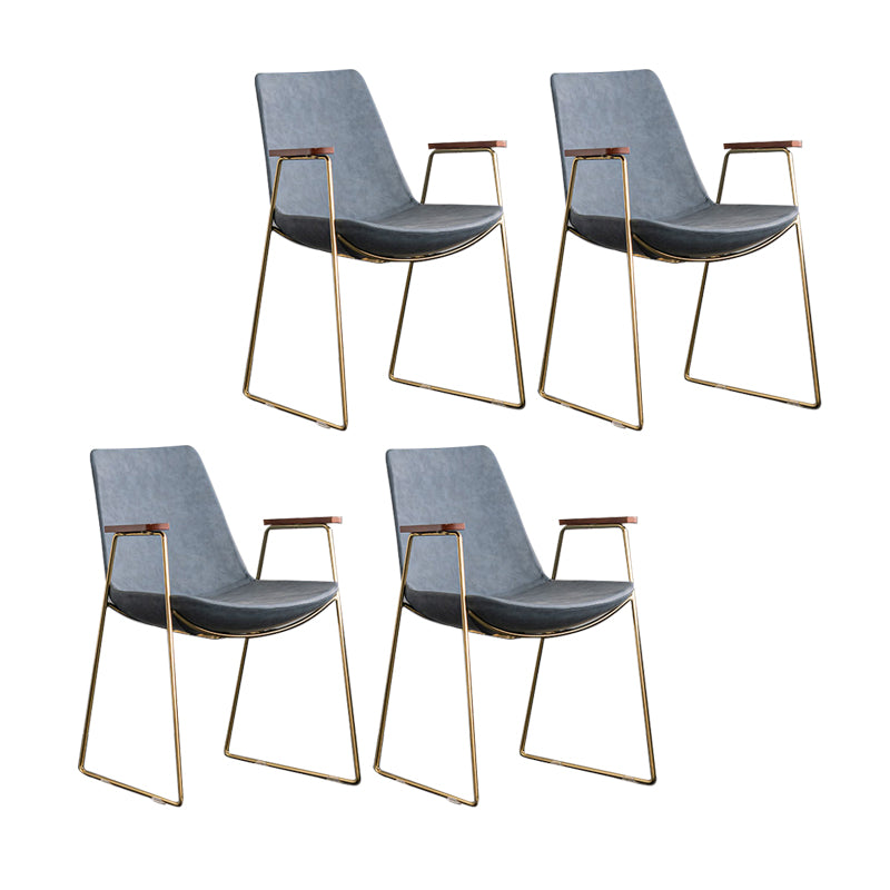 Silla auxiliar de comedor con respaldo sólido de diseño escandinavo Silla auxiliar de comedor de cuero