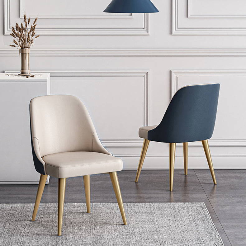 Silla de comedor sin brazos con respaldo sólido de diseño escandinavo, sillas de comedor de cuero PU