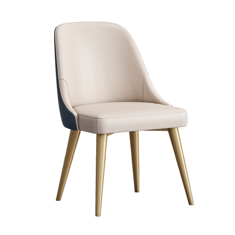 Scandinavian Design Solid Back Armless Dining Chair PU Leather Dining Chairs