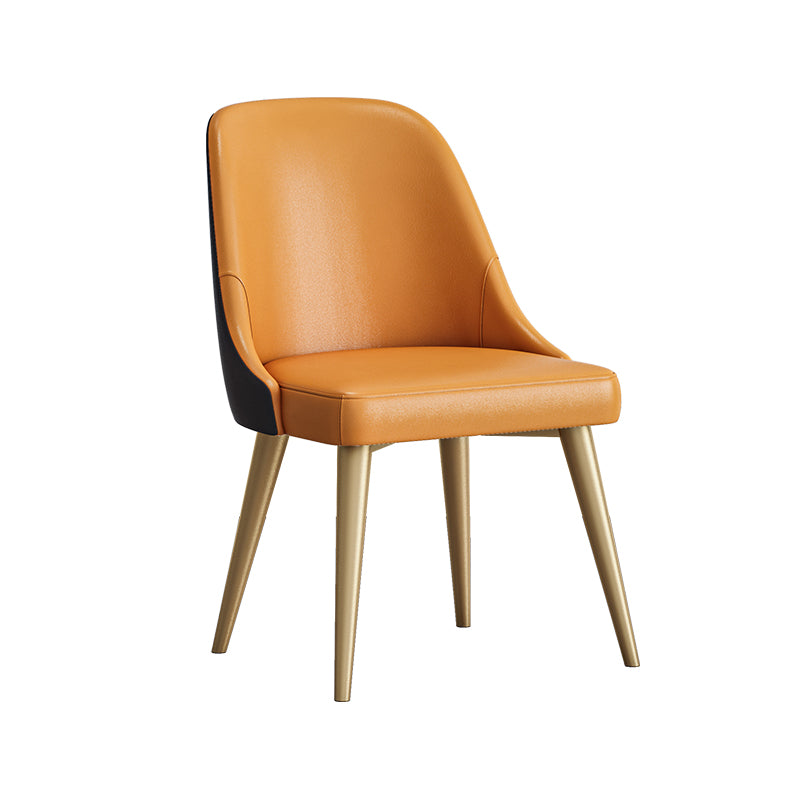 Scandinavian Design Solid Back Armless Dining Chair PU Leather Dining Chairs