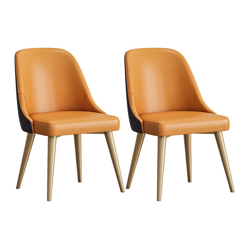 Silla de comedor sin brazos con respaldo sólido de diseño escandinavo, sillas de comedor de cuero PU