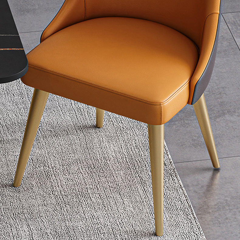 Silla de comedor sin brazos con respaldo sólido de diseño escandinavo, sillas de comedor de cuero PU