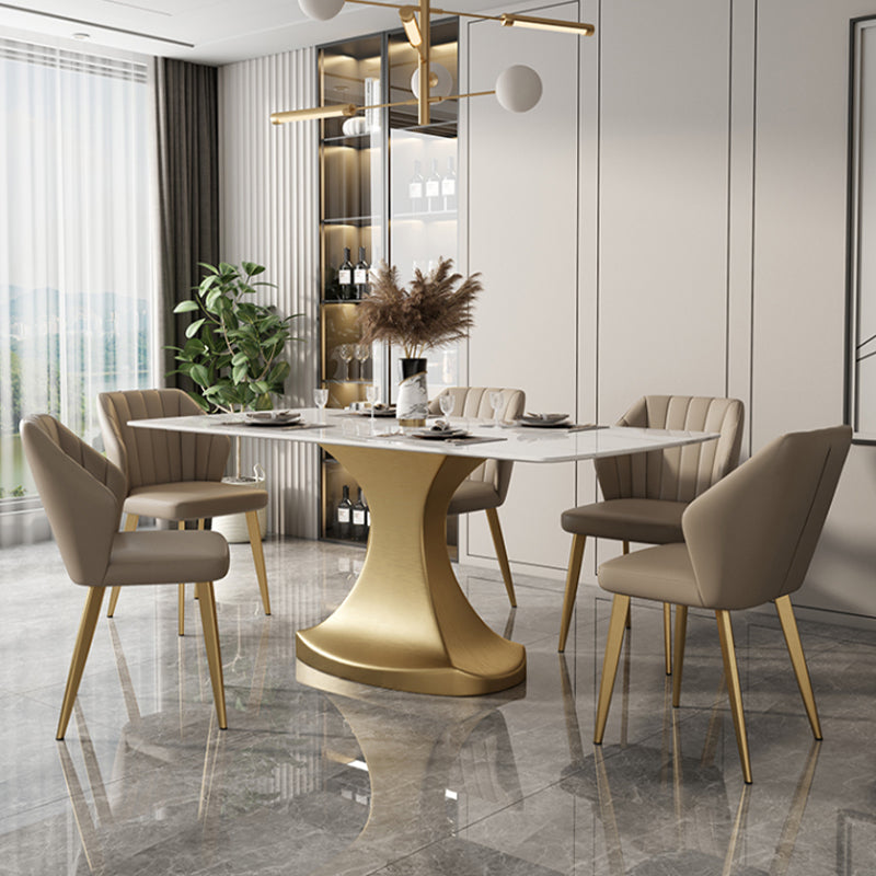 Luxury 1/2/5/6/7 Pieces Dining Set Sintered Stone Dining Table Set with Leather Chairs