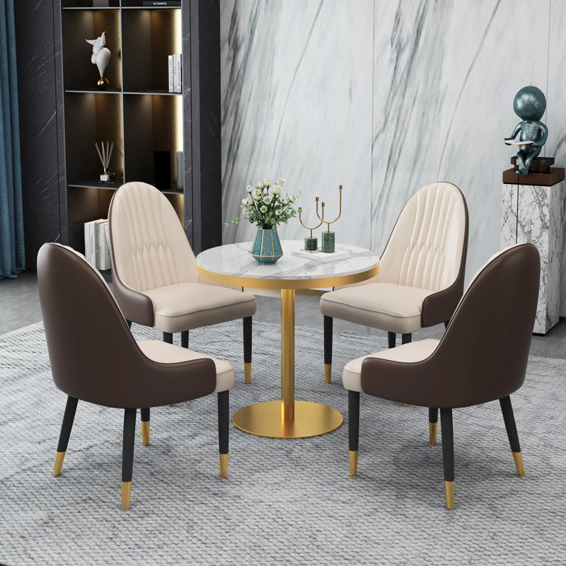 1/2/4/5 PCS Metal Scandinavian Dining Room Ensemble avec table de dinet de table ronde