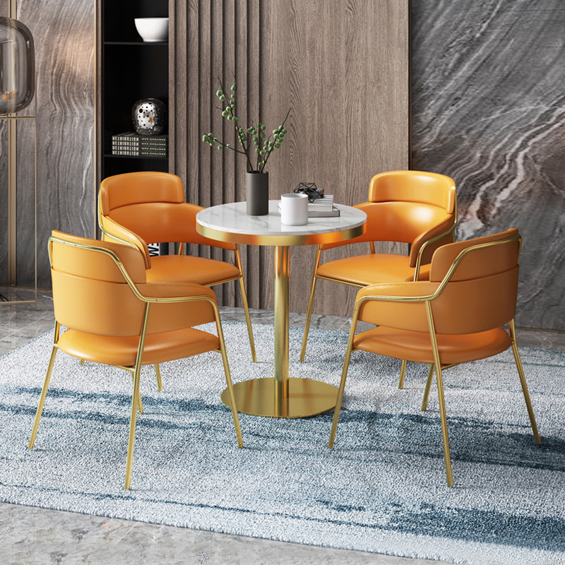 1/3/4/5 PCS Metal Scandinavian Dining Spory Set avec ensemble de dinet de table à l'intérieur rond