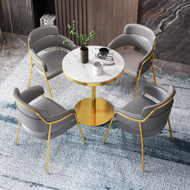1/3/4/5 PCS Metal Scandinavian Dining Spory Set avec ensemble de dinet de table à l'intérieur rond