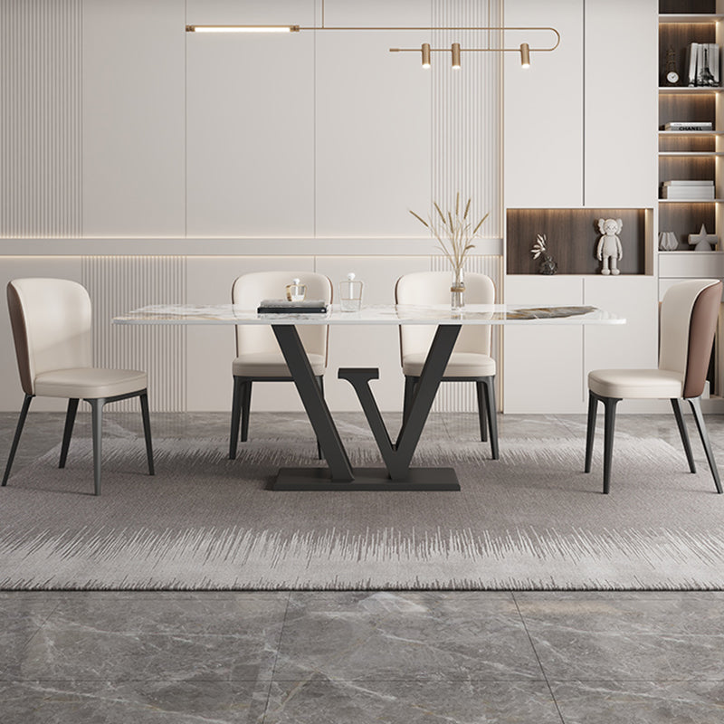 Modern 1/2/5/6 Pieces Dining Set Sintered Stone Dining Table Set with Leather Chairs