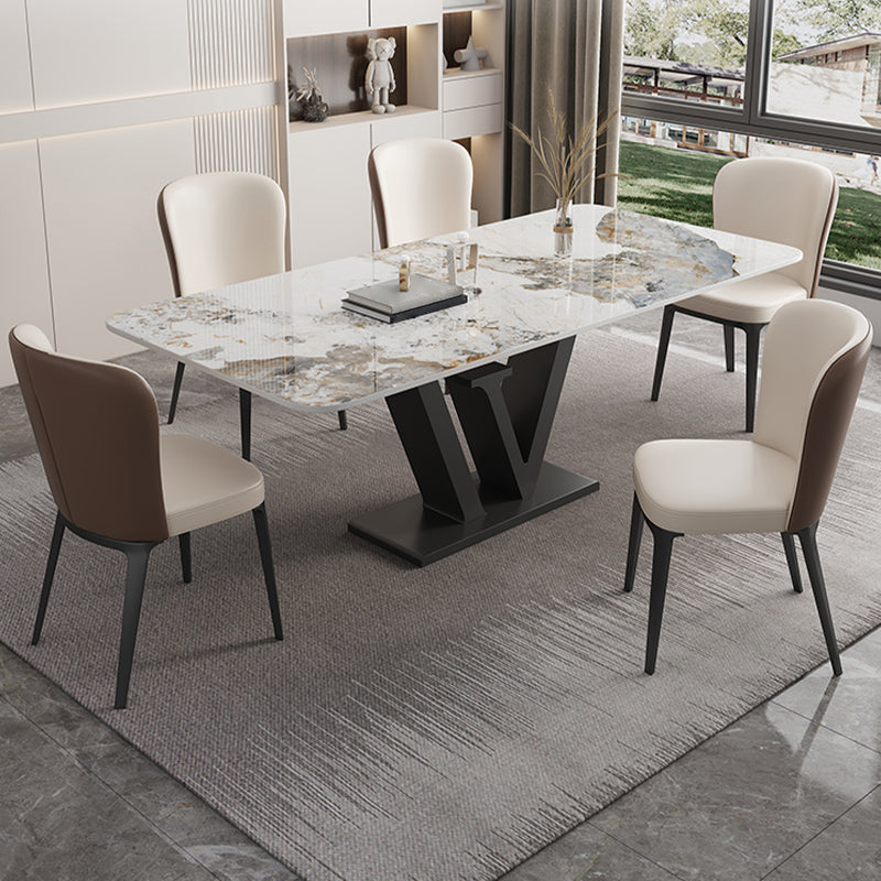 Modern 1/2/5/6 Pieces Dining Set Sintered Stone Dining Table Set with Leather Chairs