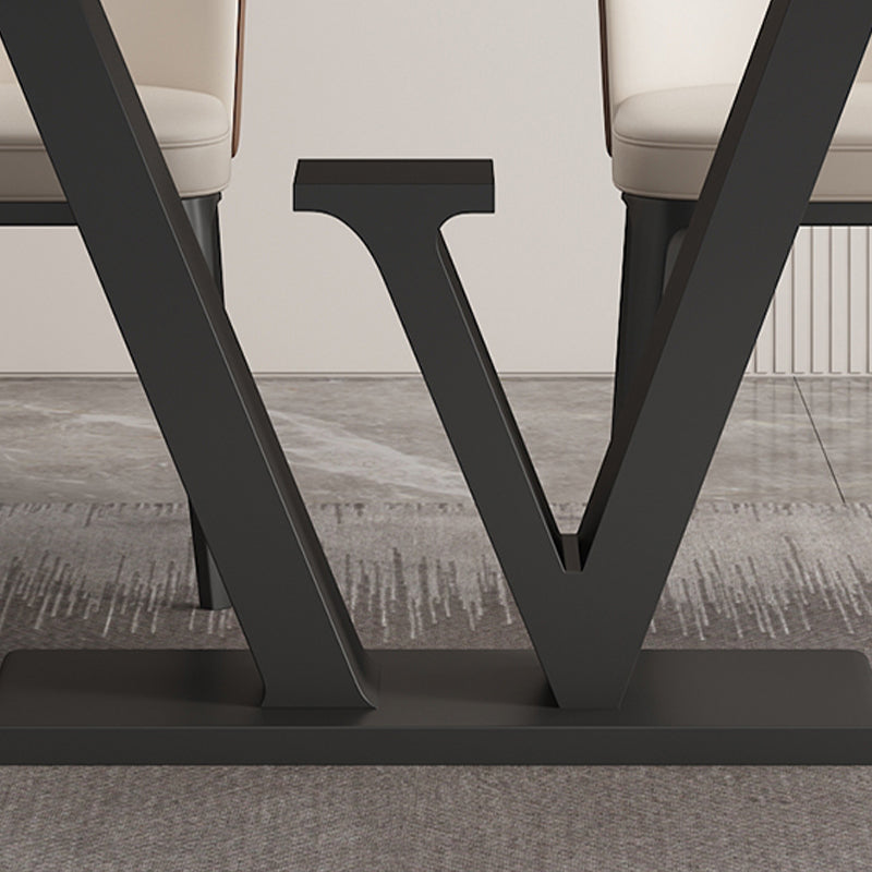 Modern 1/2/5/6 Pieces Dining Set Sintered Stone Dining Table Set with Leather Chairs