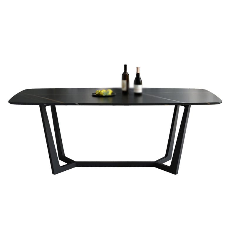 Modern 1/4/5/7 Pieces Black Dining Set Sintered Stone Dining Table Set with Leather Chairs