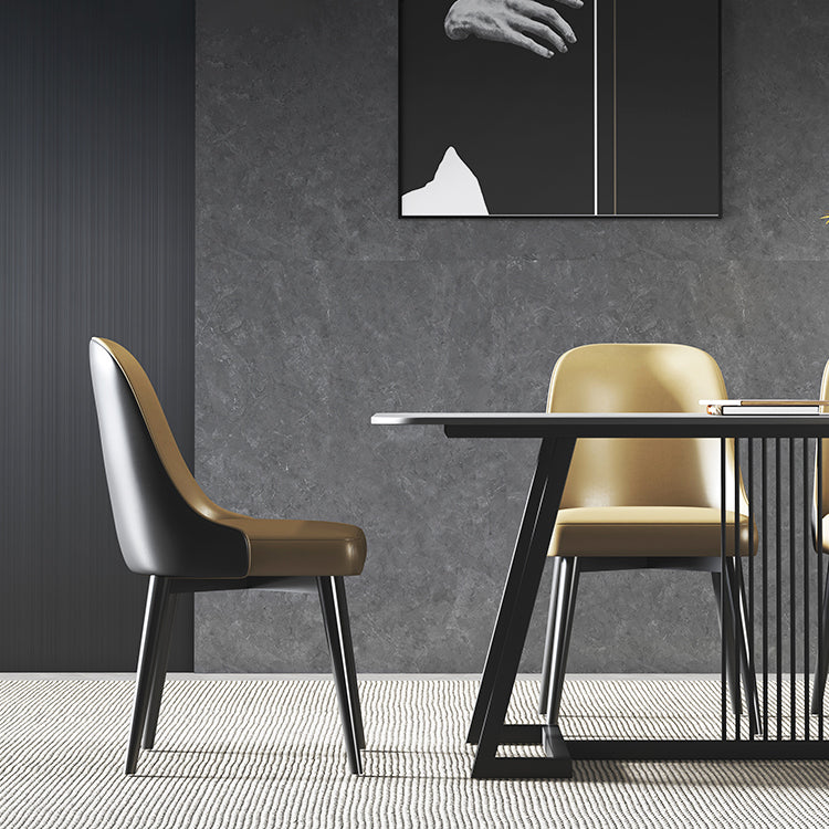Modern 1/2/5/7 Pieces Dining Set Sintered Stone Dining Table Set with Leather Chairs