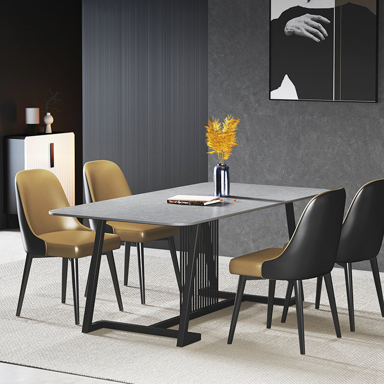 Modern 1/2/5/7 Pieces Dining Set Sintered Stone Dining Table Set with Leather Chairs