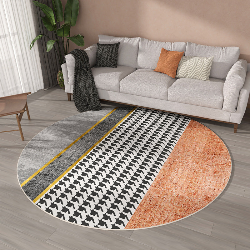 Blackish Green Pattern Rug Polyester Modern Rug Stain Resistant Rug for Living Room