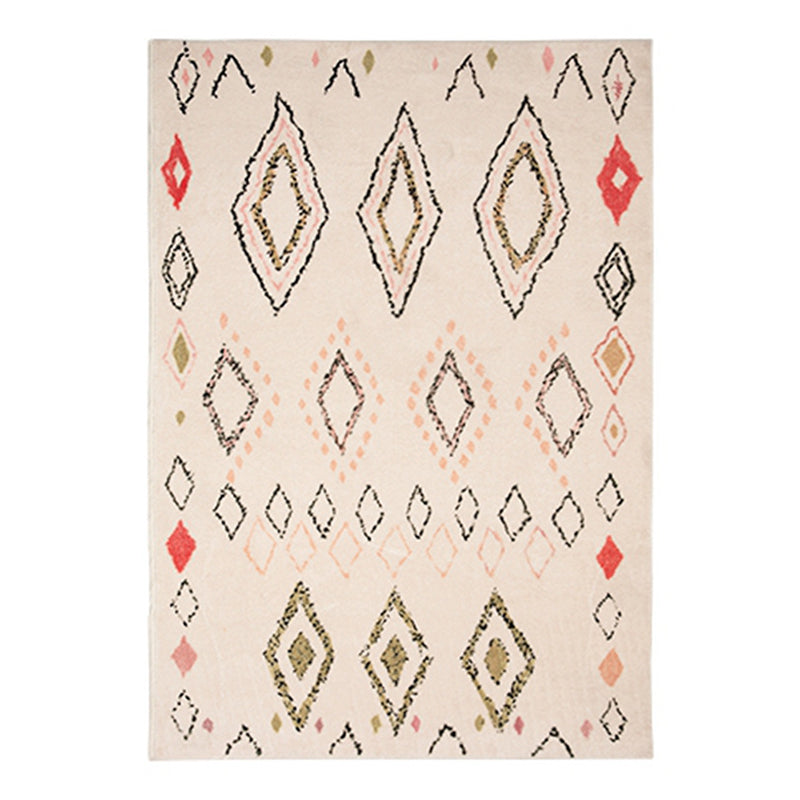 Beige Modern Rug Polyester Pattern Indoor Rug Stain Resistant Rug for Living Room