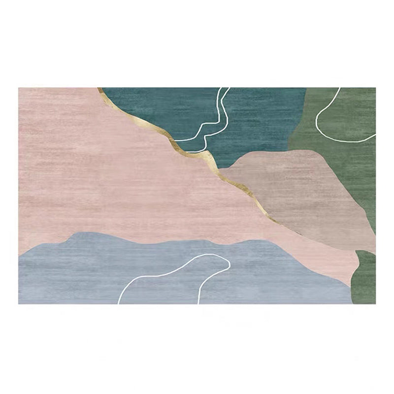 White Modern Rug Polyester Line Rug Washable Rug for Living Room